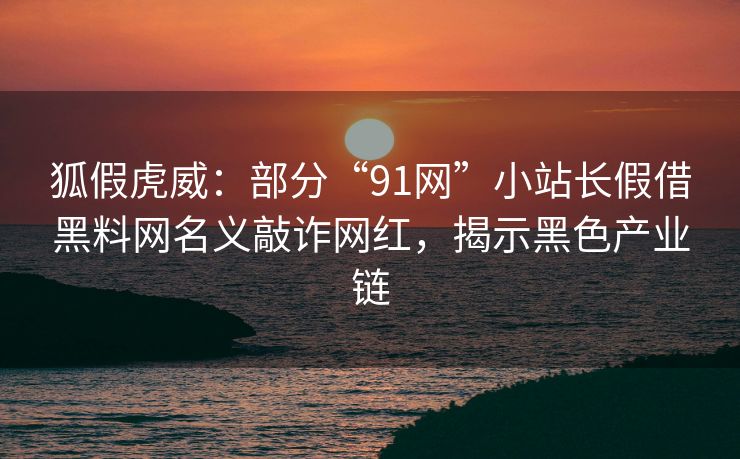 狐假虎威：部分“91网”小站长假借黑料网名义敲诈网红，揭示黑色产业链