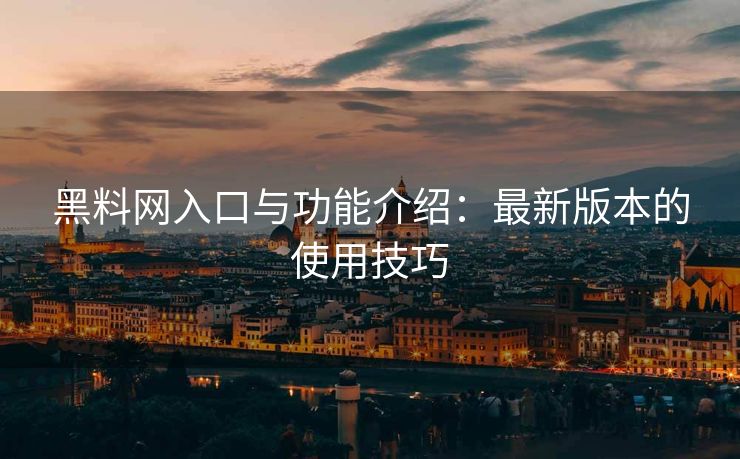 黑料网入口与功能介绍：最新版本的使用技巧