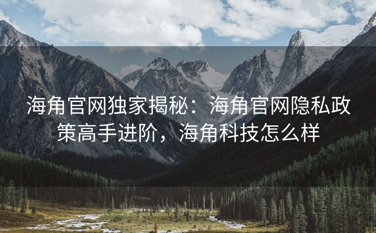 海角官网独家揭秘：海角官网隐私政策高手进阶，海角科技怎么样