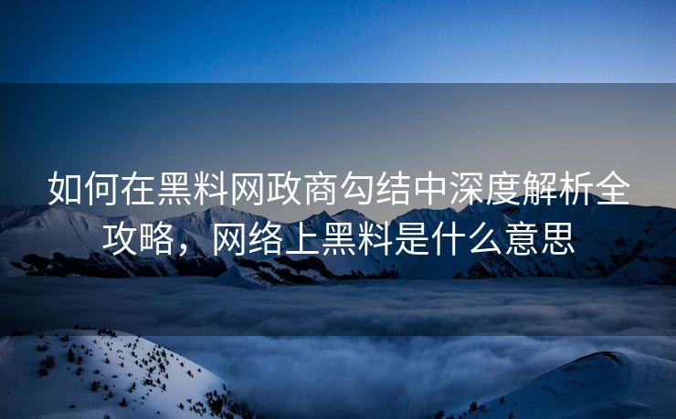 如何在黑料网政商勾结中深度解析全攻略，网络上黑料是什么意思