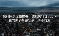 黑料网深度白皮书：透视黑料社app下载官网的隐藏功能，行业首发