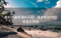 黑料网最新爆料内容：最具影响力的资源大揭晓