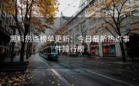 黑料热点榜单更新：今日最新热点事件排行榜