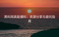 黑料网高能爆料：资源分享与避坑指南