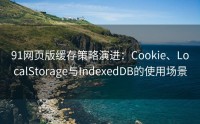 91网页版缓存策略演进：Cookie、LocalStorage与IndexedDB的使用场景