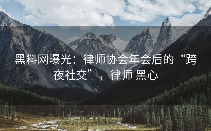 黑料网曝光：律师协会年会后的“跨夜社交”，律师 黑心