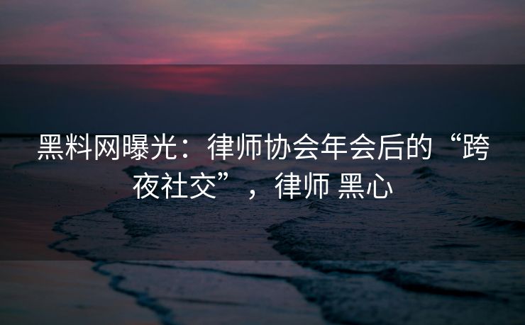 黑料网曝光：律师协会年会后的“跨夜社交”，律师 黑心