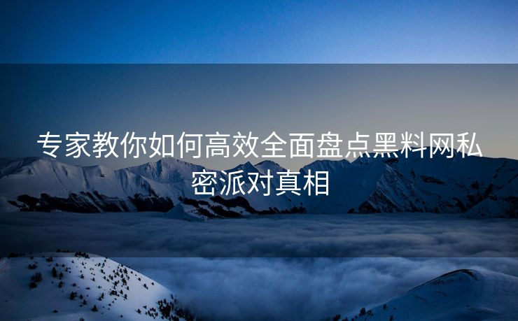 专家教你如何高效全面盘点黑料网私密派对真相