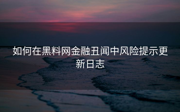 如何在黑料网金融丑闻中风险提示更新日志