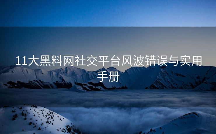 11大黑料网社交平台风波错误与实用手册