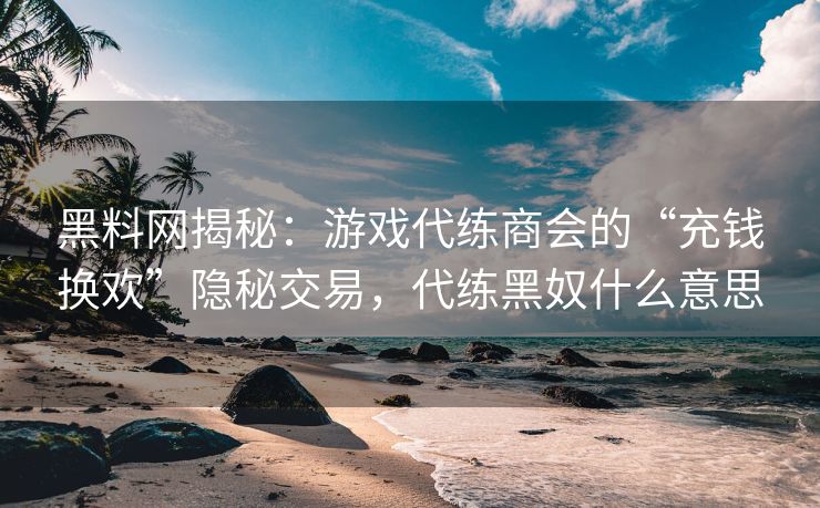 黑料网揭秘：游戏代练商会的“充钱换欢”隐秘交易，代练黑奴什么意思